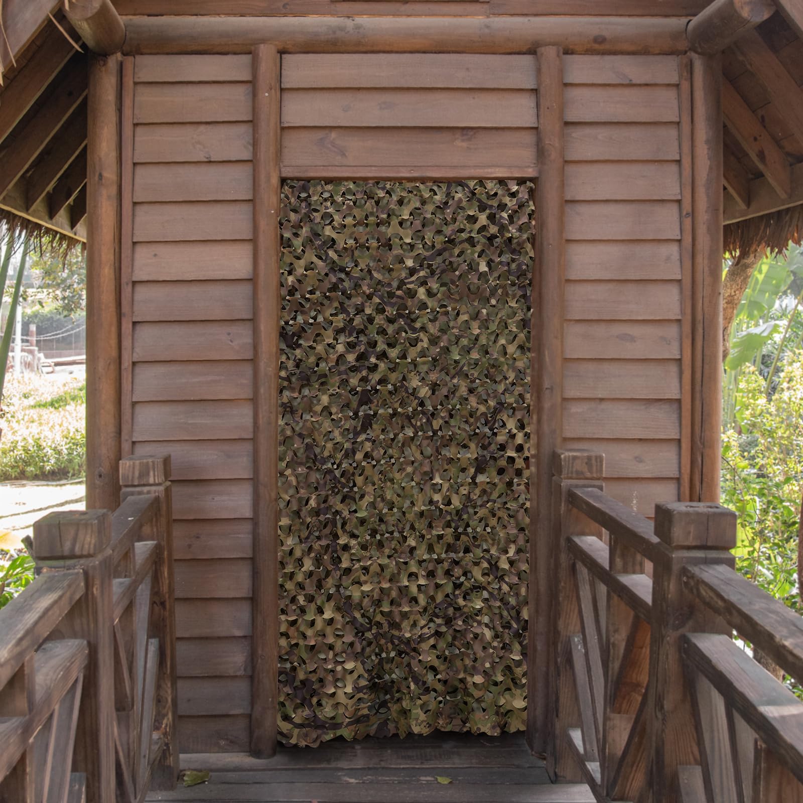 LOOGU camo netting car cover and bird-watching support in outdoor scenes.