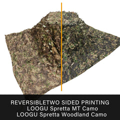 LOOGU camo netting edge binding detail highlights reinforced durability for rugged outdoor use.