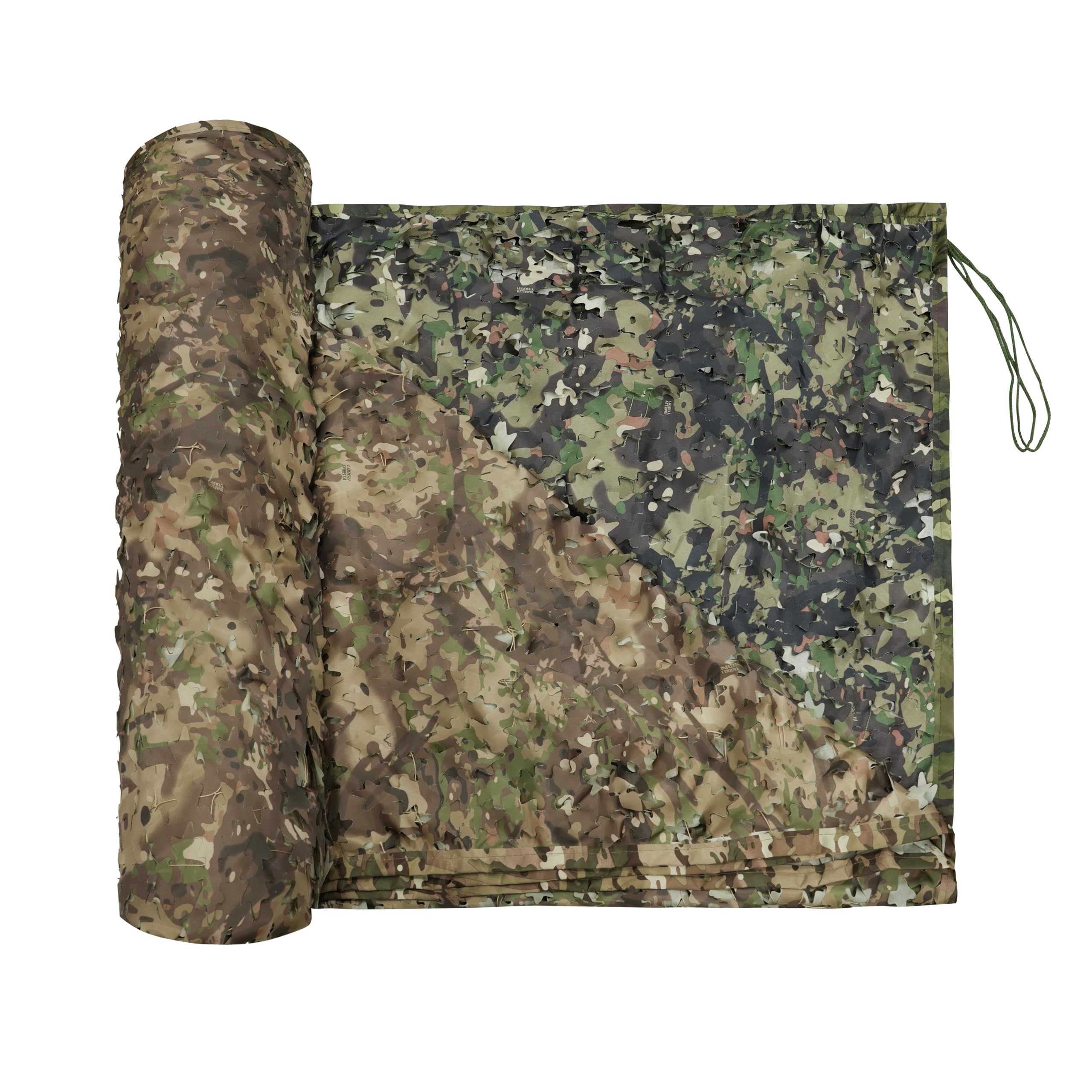 LOOGU camo netting foliage close-up shows 3-D leaves for realistic concealment in the field.