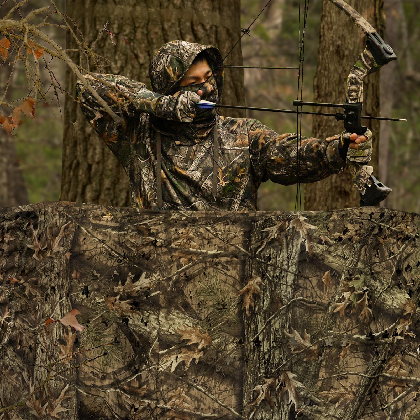 LOOGU camo netting grass shadow veil creates natural backdrop for stealth setups.