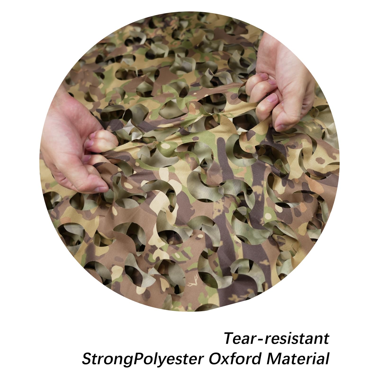LOOGU camo netting - Oxford 150D construction hides shine while withstanding light use.