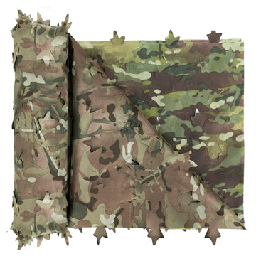 LOOGU camo netting roll shown outdoors for rugged concealment and portability