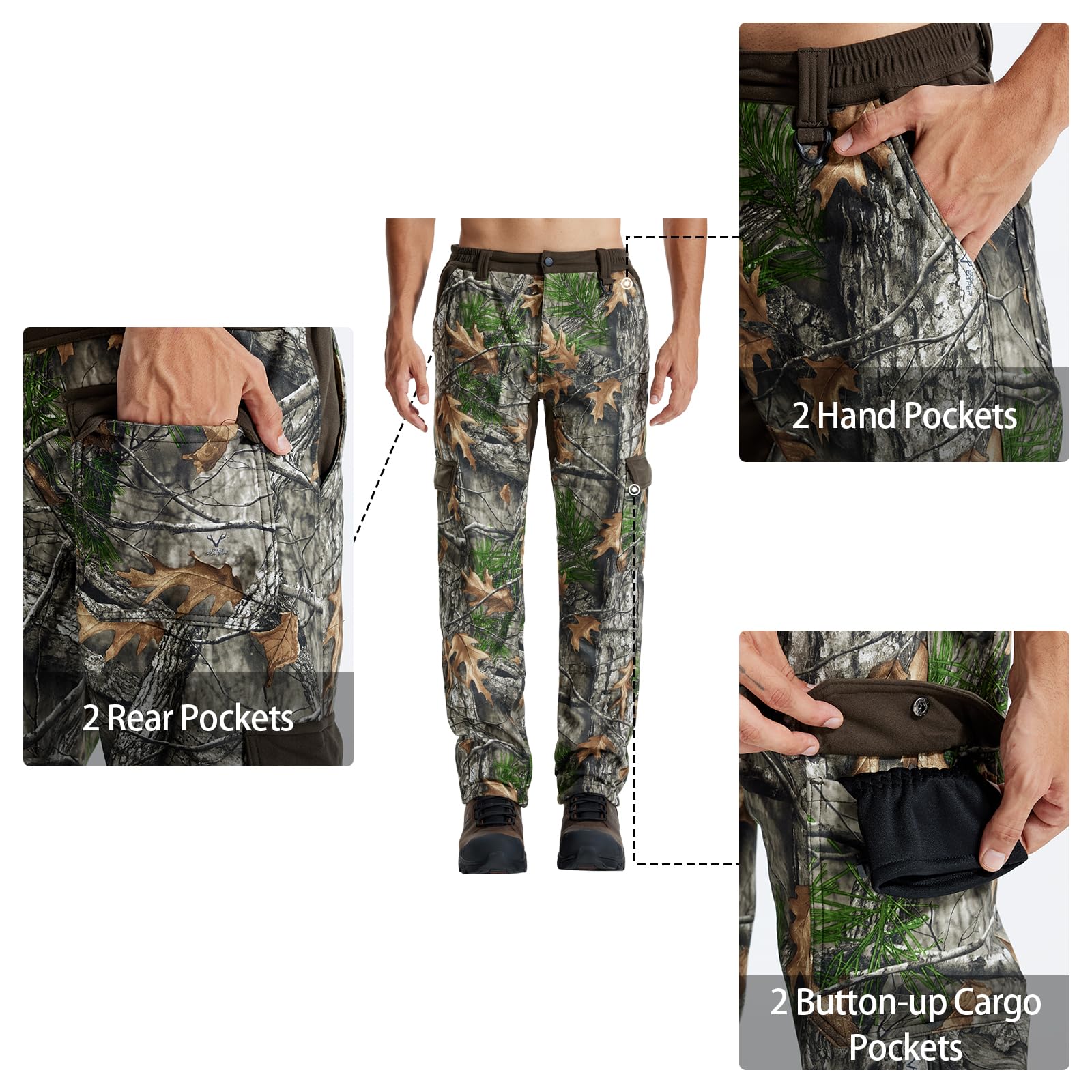 LOOGU camo-pattern hunting pants blending into surroundings for stealthy approaches