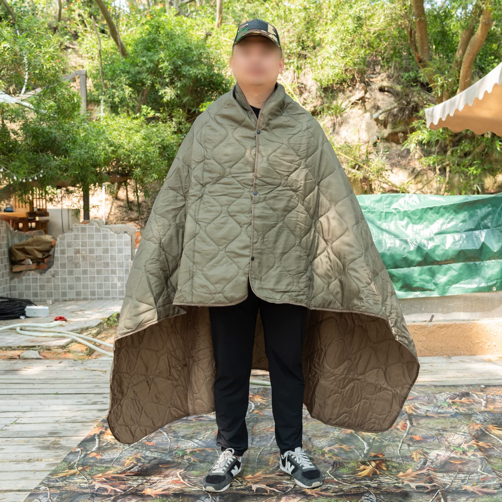 LOOGU camo pattern with khaki reverse provides versatile look for camping.