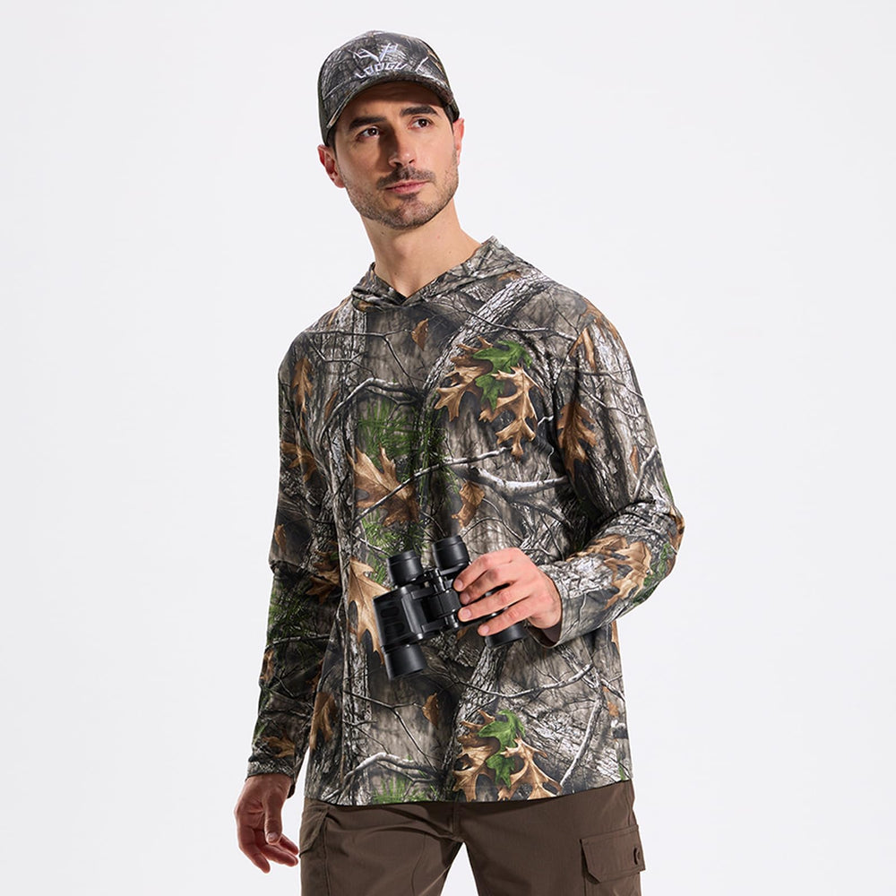 LOOGU camo tree pattern detail highlighting concealment in outdoor settings.