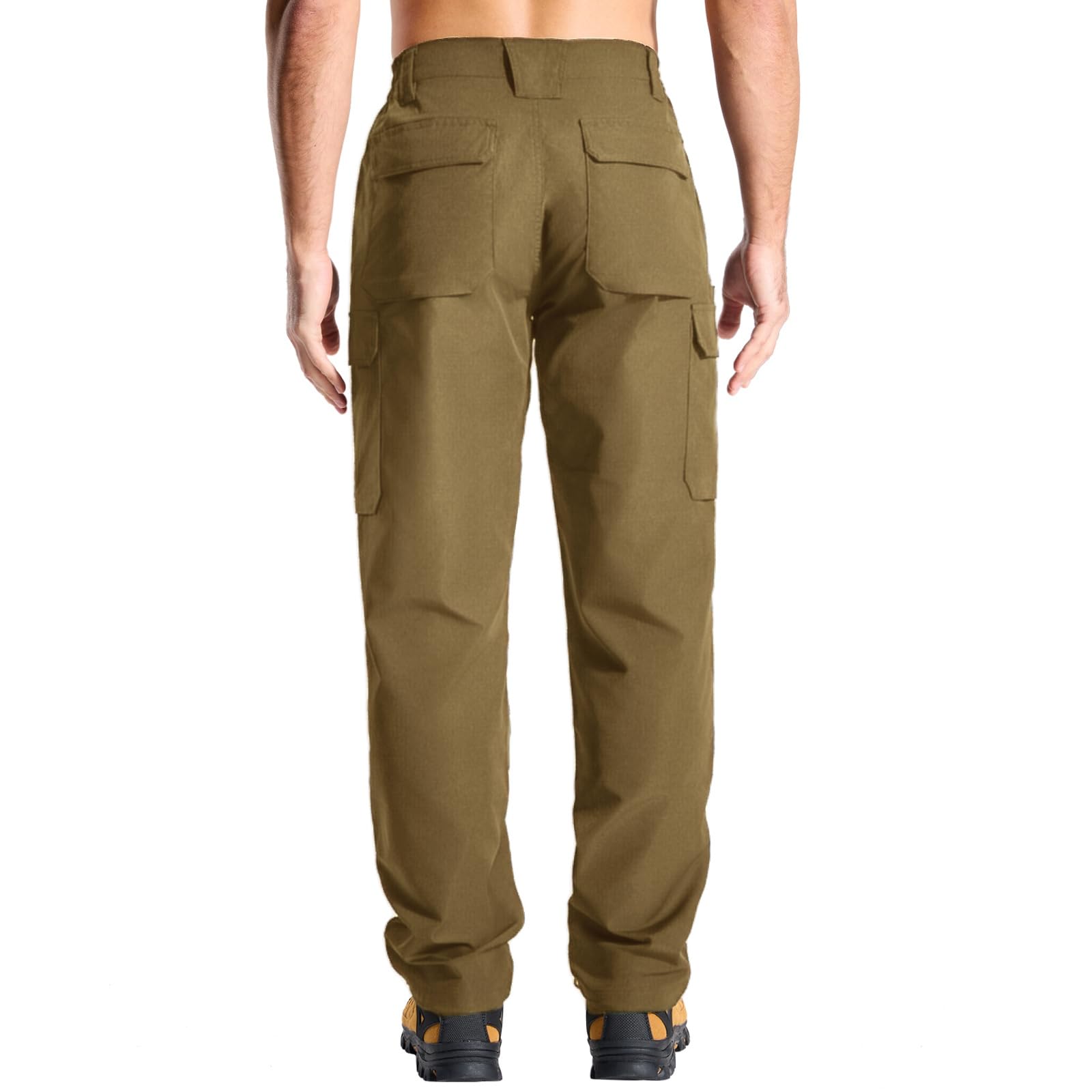 LOOGU cargo pants back view highlights reinforced seat for rugged outdoor seating.