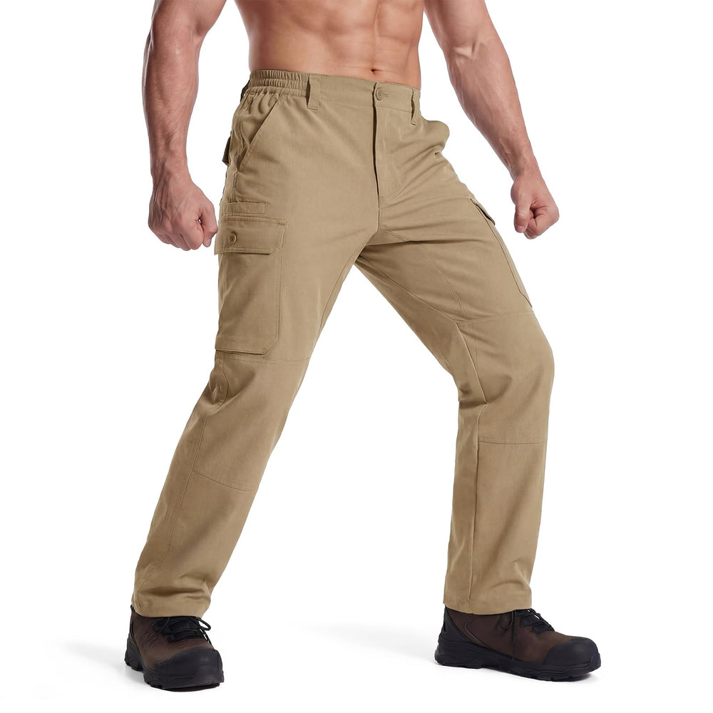 LOOGU cargo pants front view showing seven-pocket layout for outdoor storage