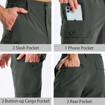LOOGU cargo pants elastic waistband for customizable comfort during activity.