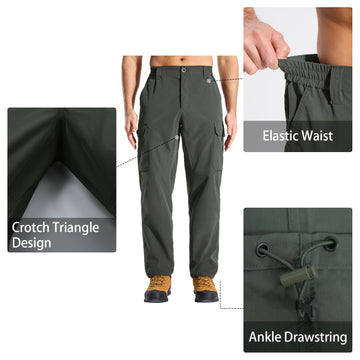 LOOGU cargo pants triangular crotch design enhances mobility on rugged trails.