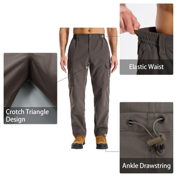 LOOGU cargo pants outdoor hiking setup showing versatile use.