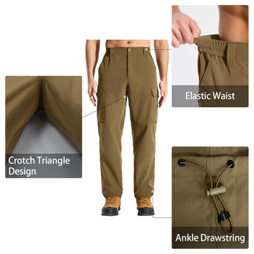 LOOGU cargo pants UV protection label communicates sun-shielding advantage during outdoor activities.