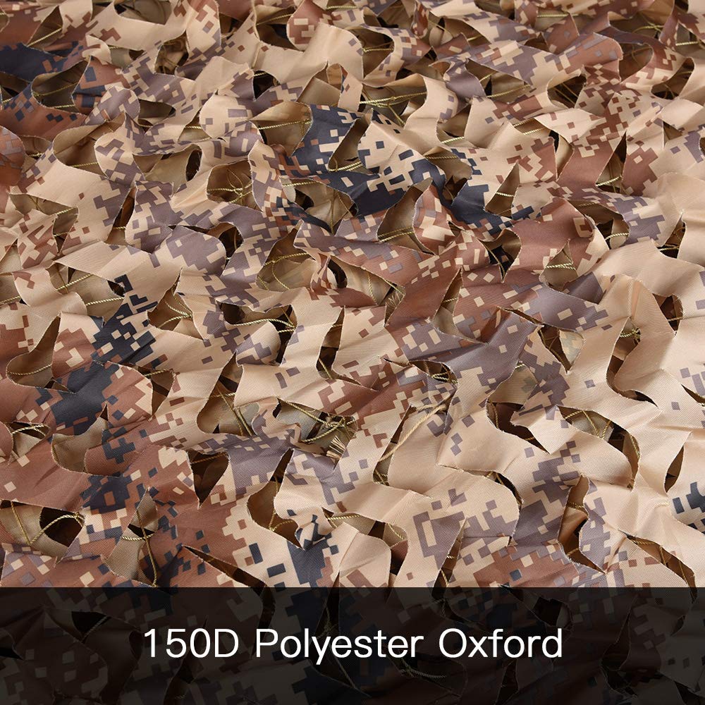 LOOGU Desert Digital Camo Netting camping blind demonstrates quick concealment and shelter.