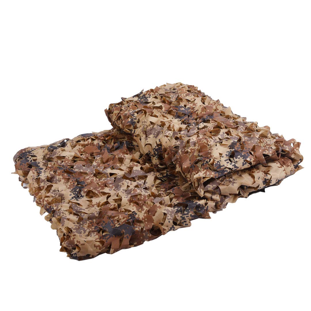 LOOGU Desert Digital Camo Netting packaged compactly for travel storage.
