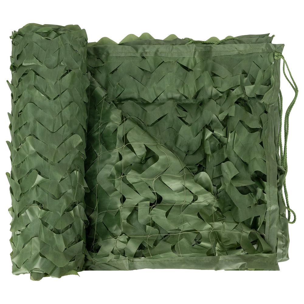 LOOGU Green Camo Netting full view shows broad concealment for camping and hunting setups.