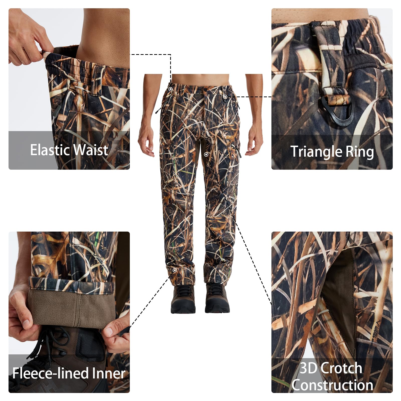LOOGU hunting pants in action during hiking and archery in rugged terrain