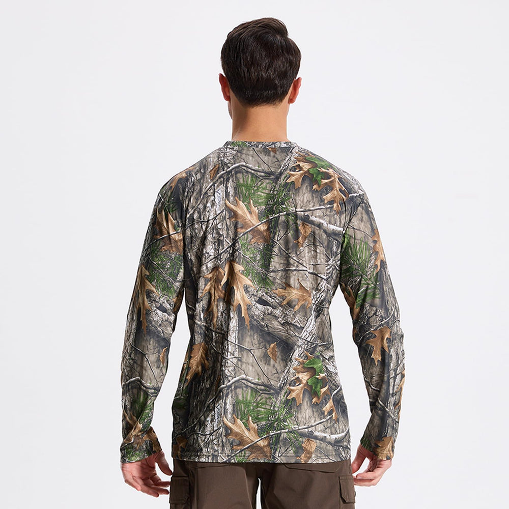 LOOGU layering idea camo shirt under vest illustrates base layer option for cold hunts.