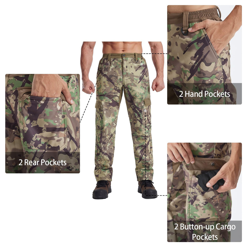 LOOGU 6-pocket camouflage hunting pants used for gear organization.