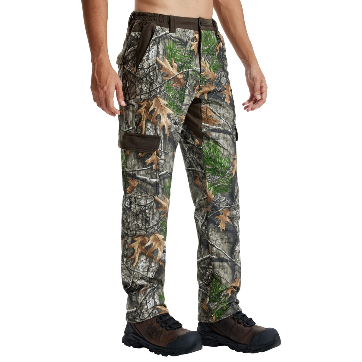 LOOGU men's fleece-lined insulation camo hunting pants with windproof warmth for early hunts