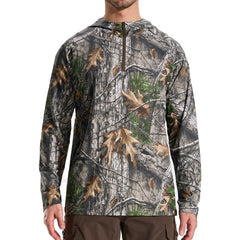 LOOGU Men's Hunting Camo shirt front view highlights lightweight, breathable fabric.