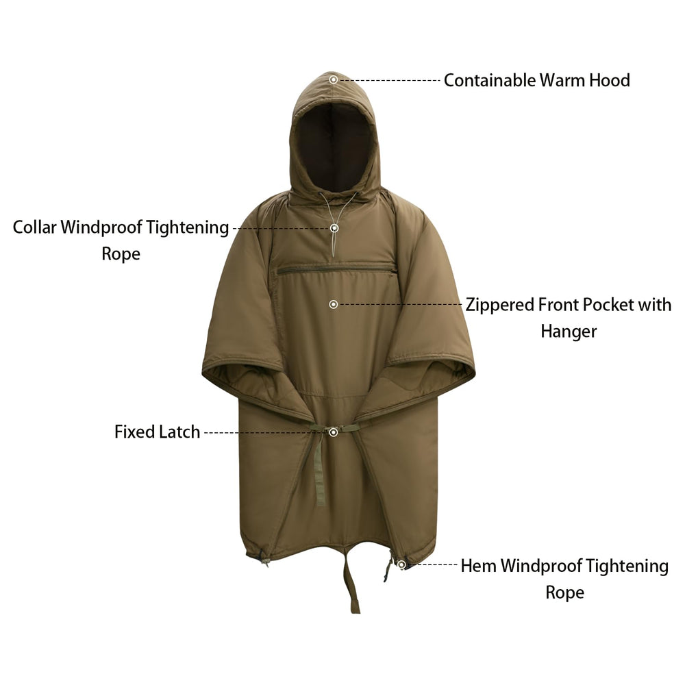 LOOGU poncho collar windproof rope emphasizes snug seal against chilly gusts