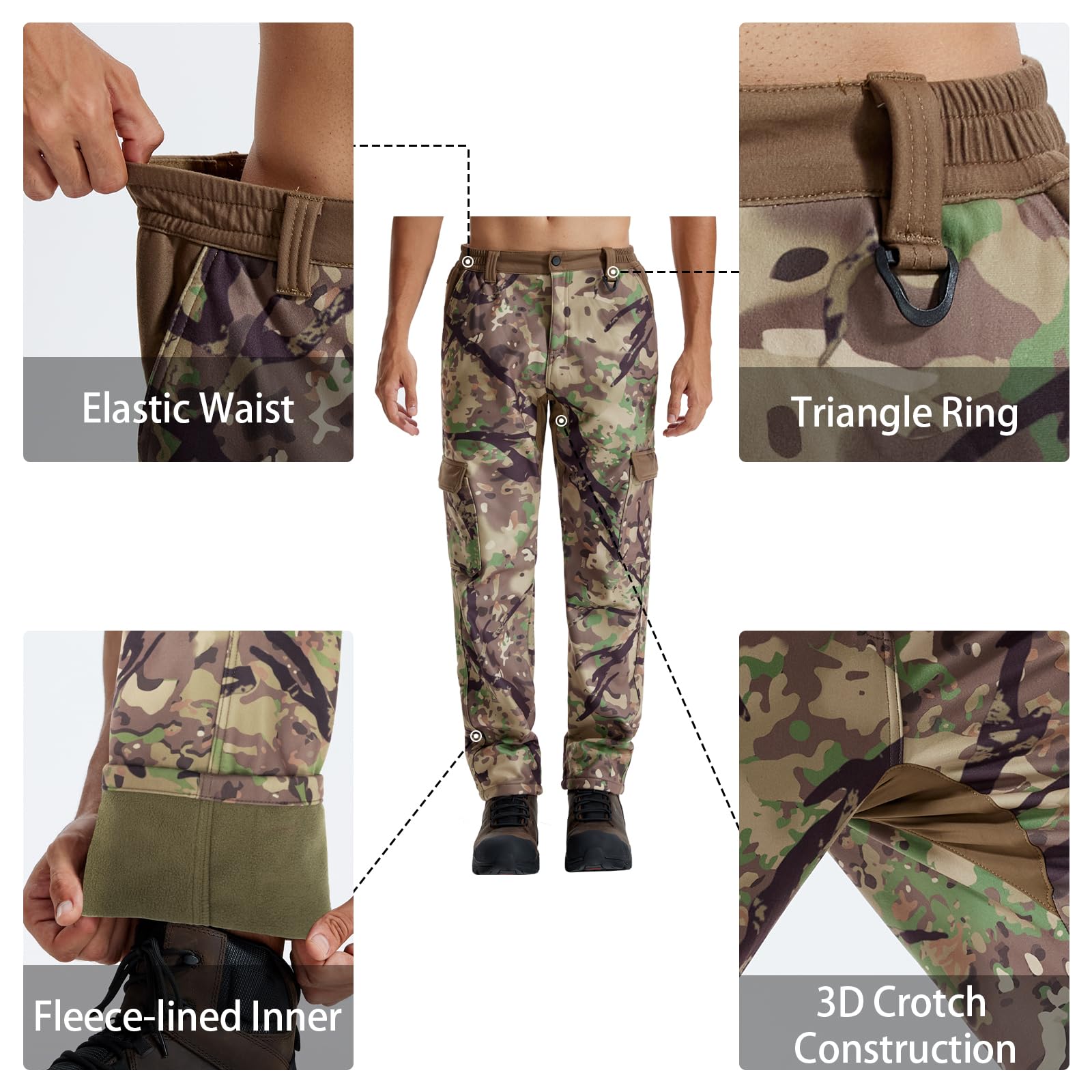 LOOGU six-pocket hunting pants ideal for hiking, fishing, archery trips