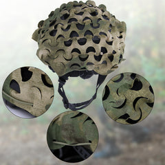 LOOGU ghillie strips added for enhanced concealment on helmet