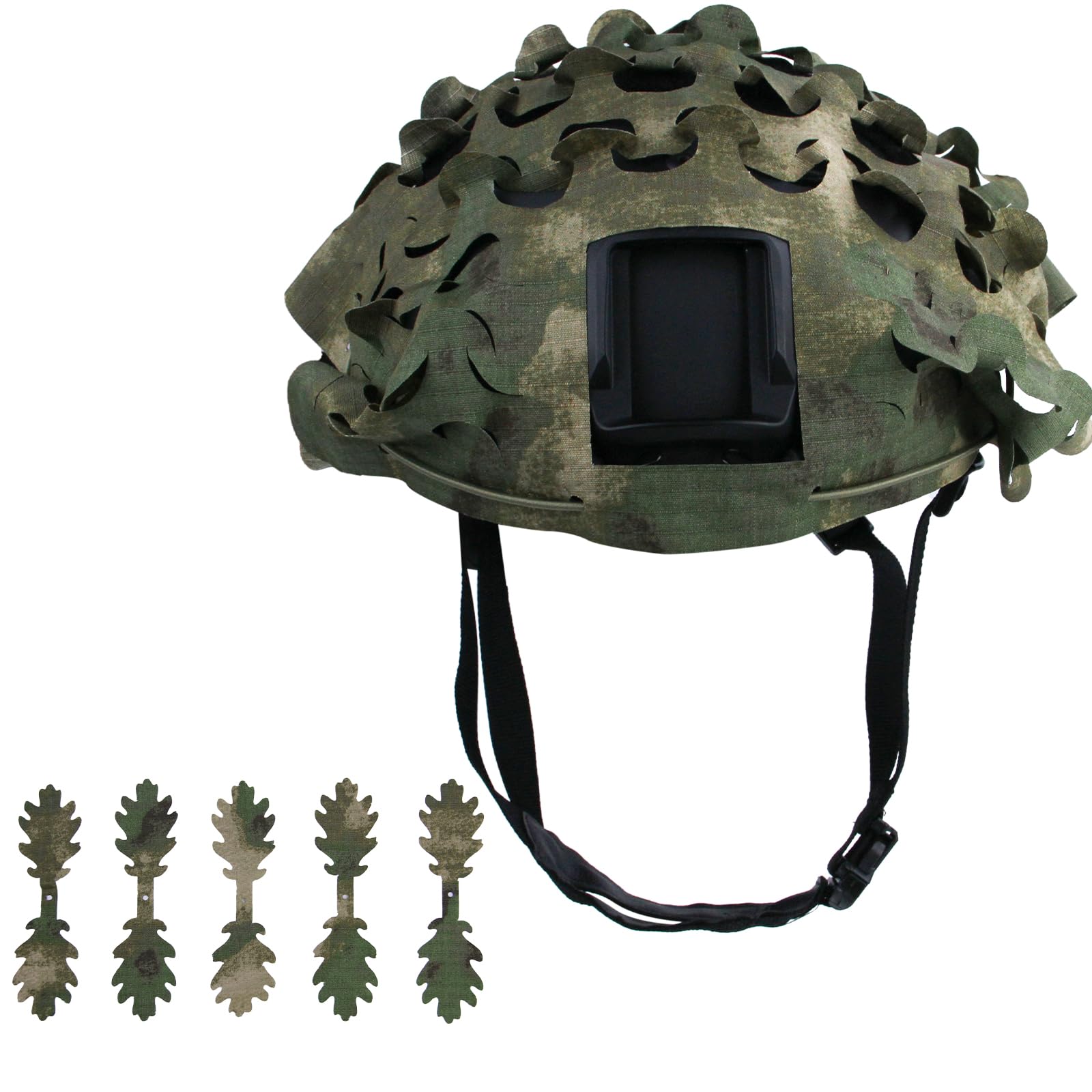 LOOGU tactical helmet cover outer view with breathable camo mesh for stealth
