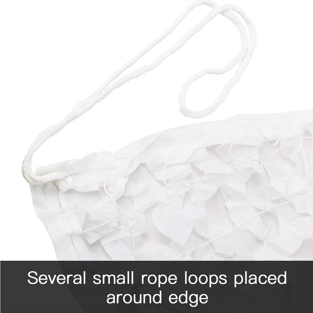LOOGU white camo netting with underside structural mesh enhances span for larger areas