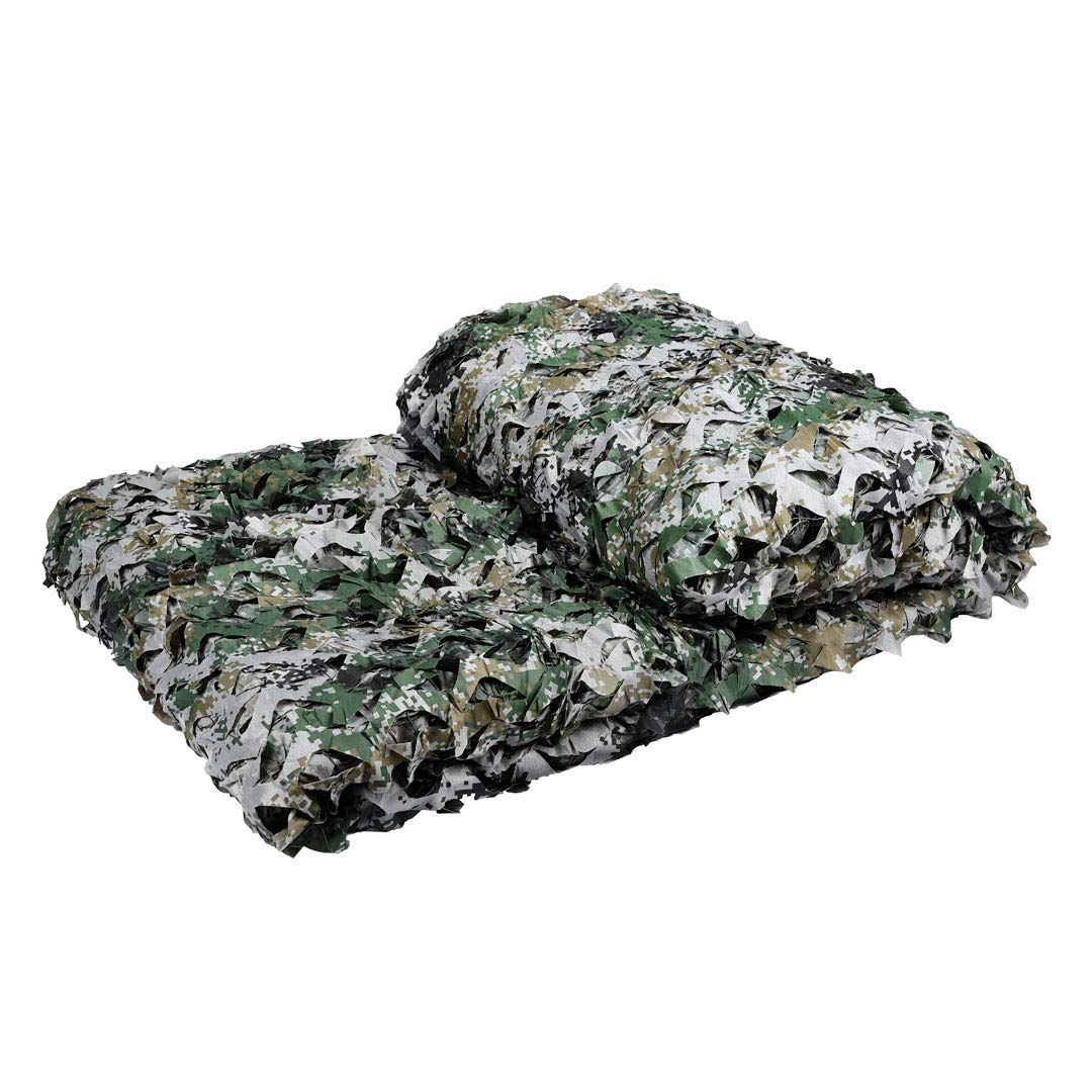 LOOGU Woodland Digital Camo Netting used for party decorations with a natural camouflage aesthetic.