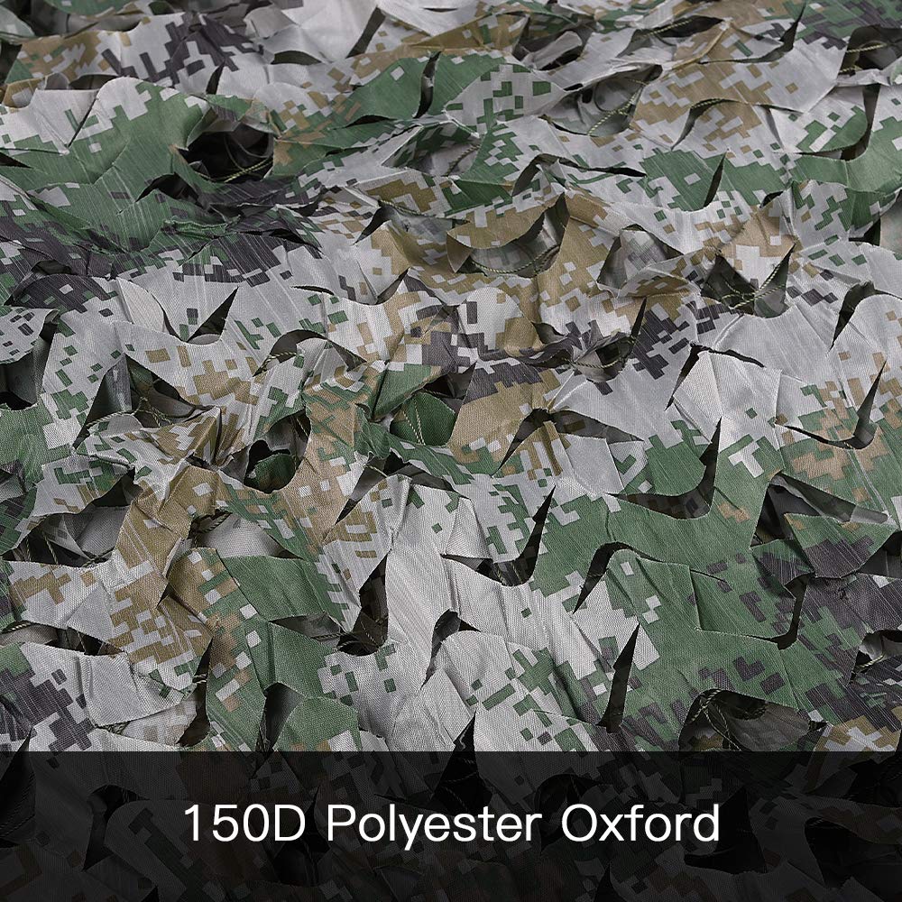 LOOGU woodland camo netting used as garden screening with green camouflage.