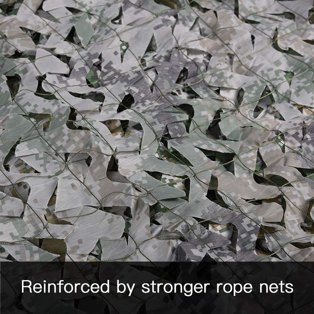 LOOGU Woodland Digital Camo Netting hunting blind setup highlights versatile concealment in the field