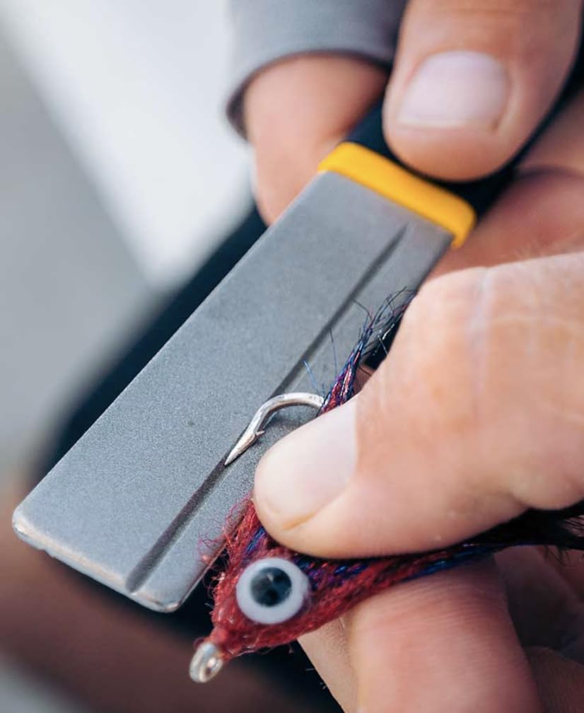 Loon Apex Hook Hone XL line tensioning hole aids knot control.