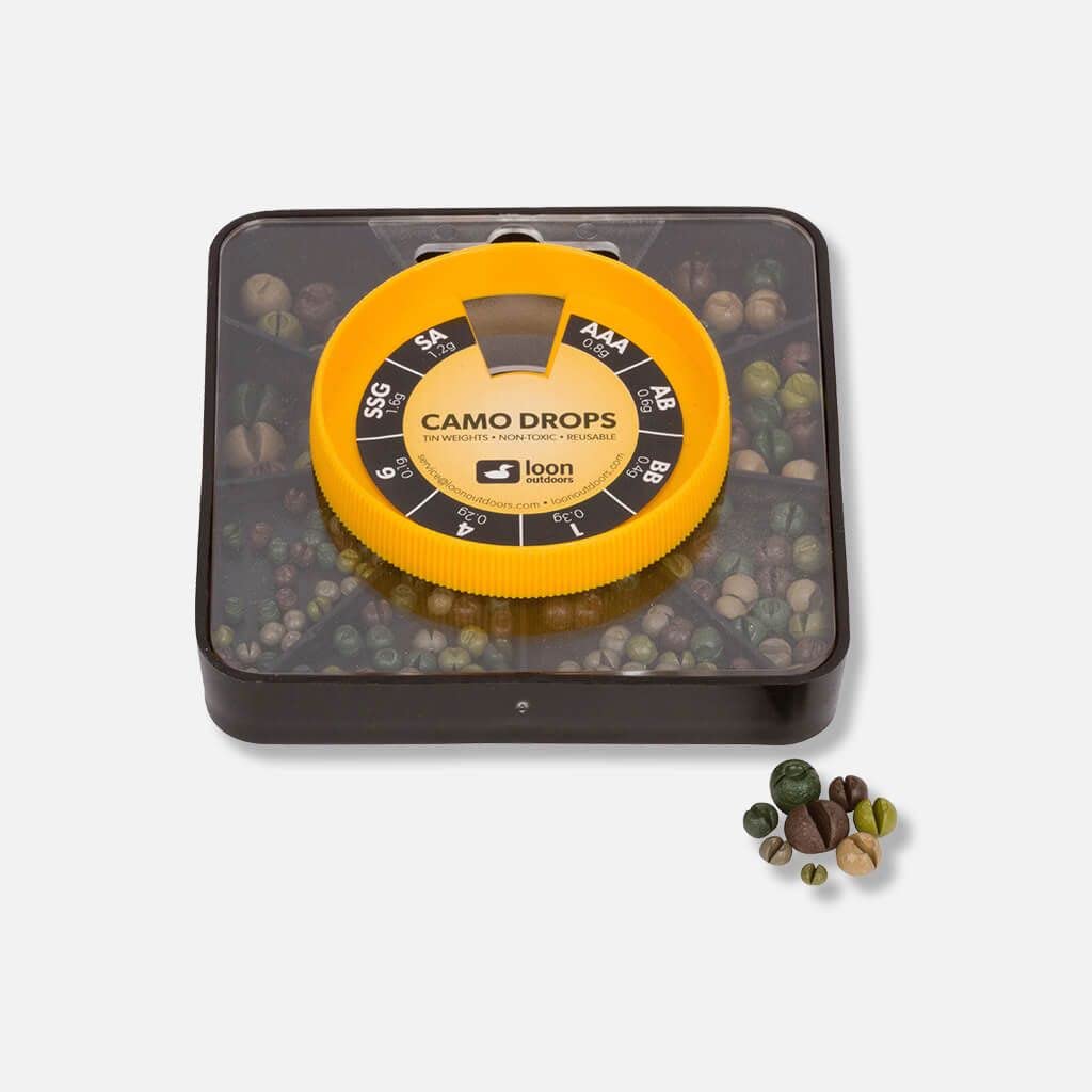 Loon Outdoors 8-division tin weights in camo finish for stealthy, precise fishing