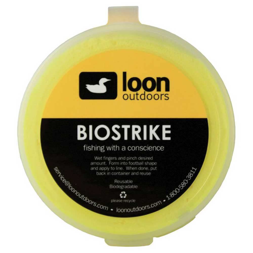 Loon Outdoors BioStrike Strike Indicator Yellow placed on a fishing leader