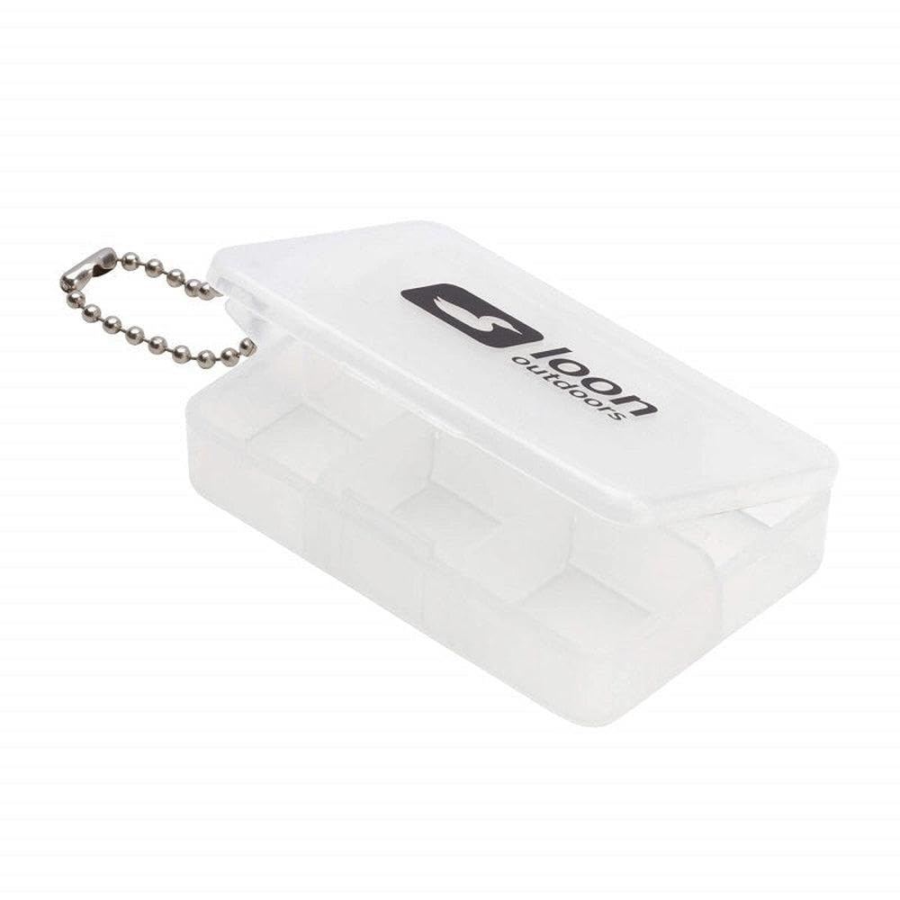Loon Outdoors Hot Box Fly Box open with six compartments for quick access.