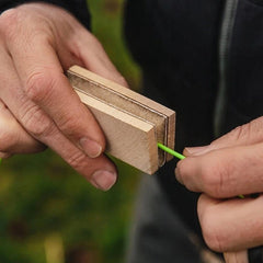Close-up of line cleaning pad and UV coating on fly line