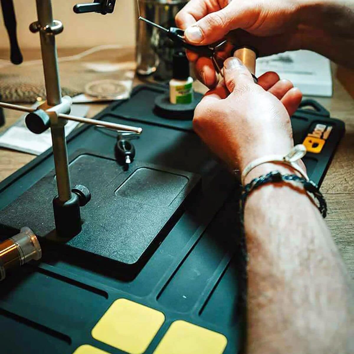 Loon Outdoors Rigging Mat surface protection shields a workspace during resin work