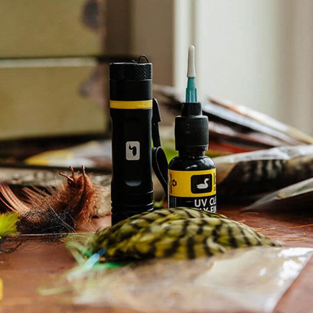 Loon Outdoors UV Bench Light enabling quick cure during on-bench fly tying