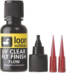 Loon Outdoors UV Clear Fly Finish Flow bottle showing ultra-thin resin for precise coats