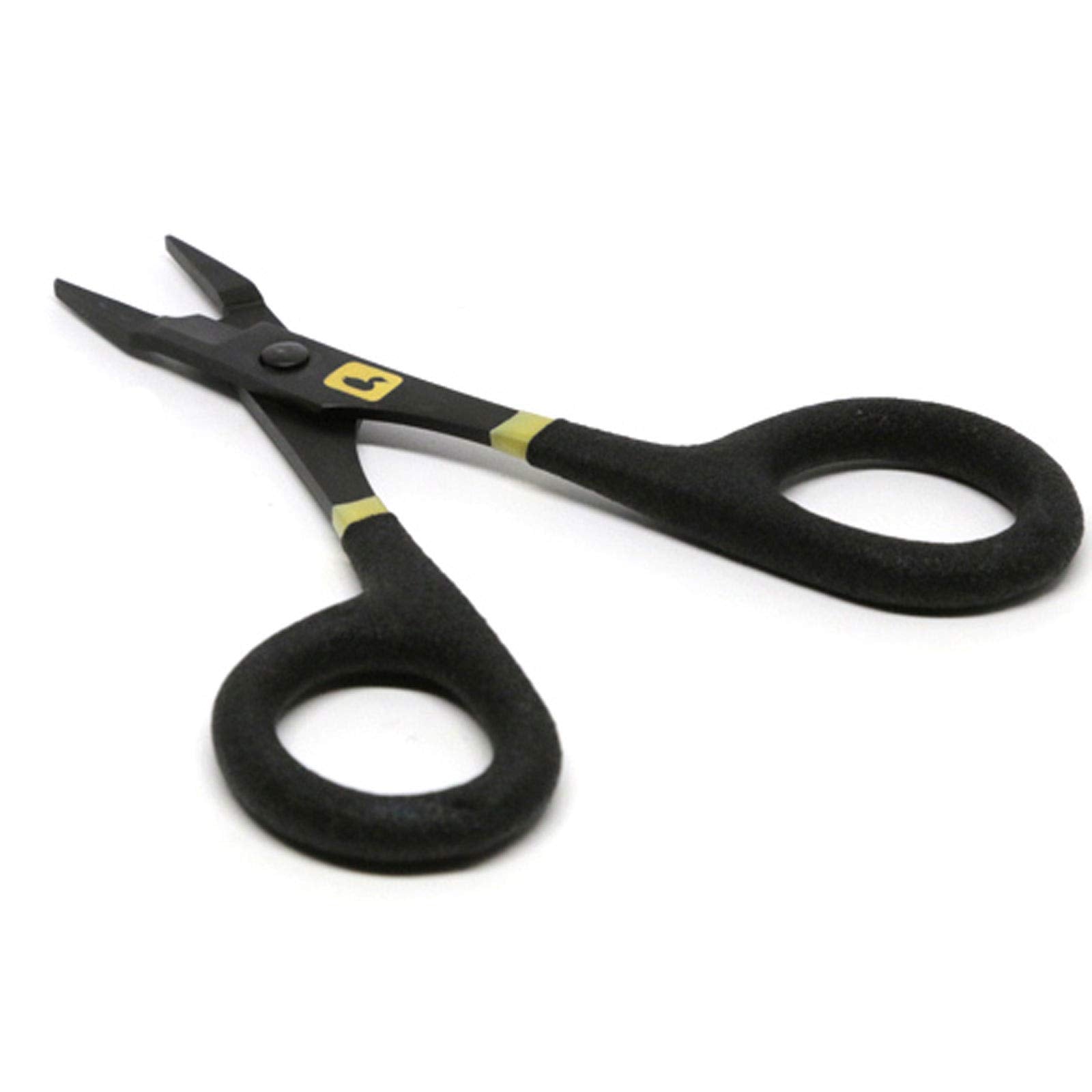 Loon Rogue Debarb Pliers cutting surface close-up, efficient for clean hook debarring.