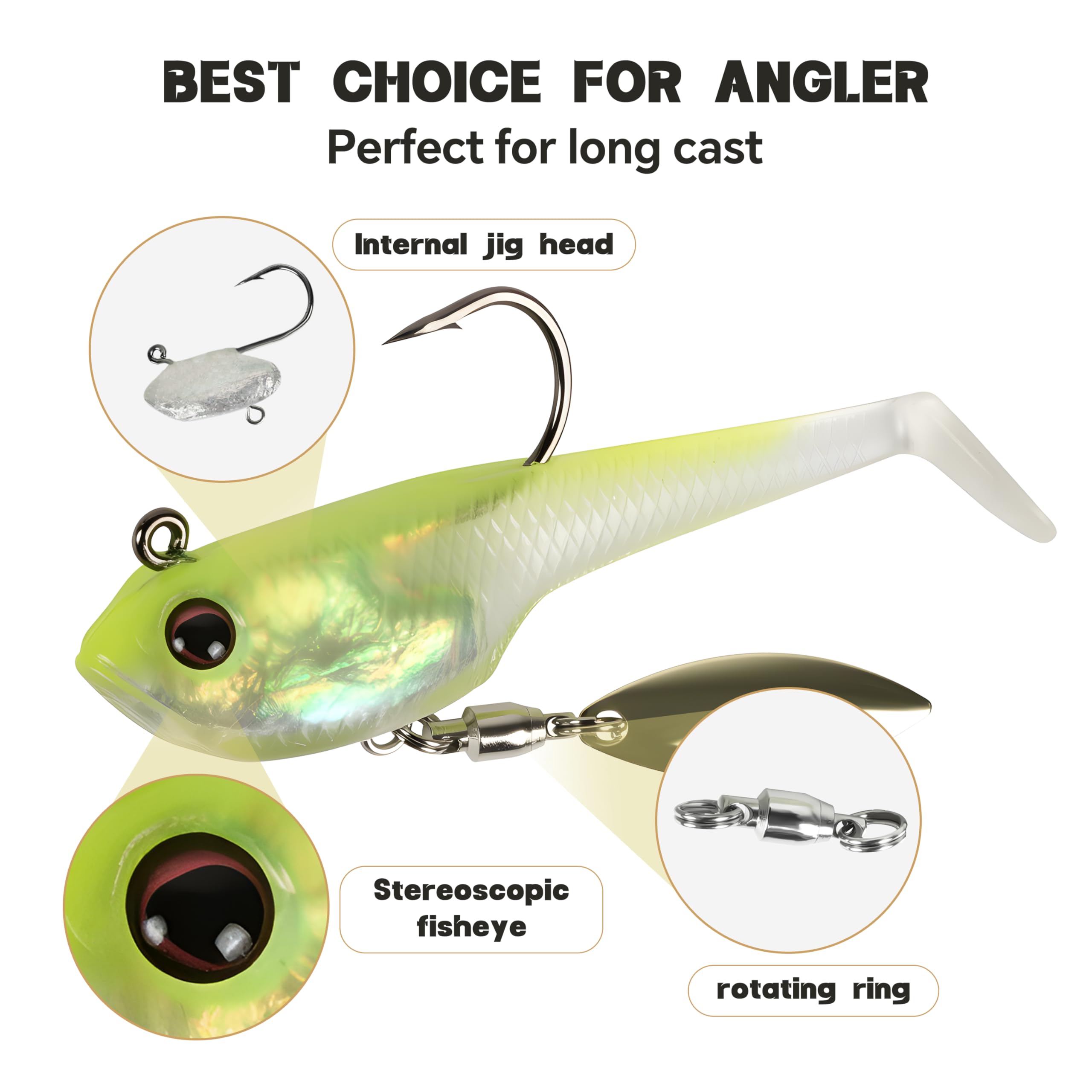Paddle tail creating lifelike swimming action