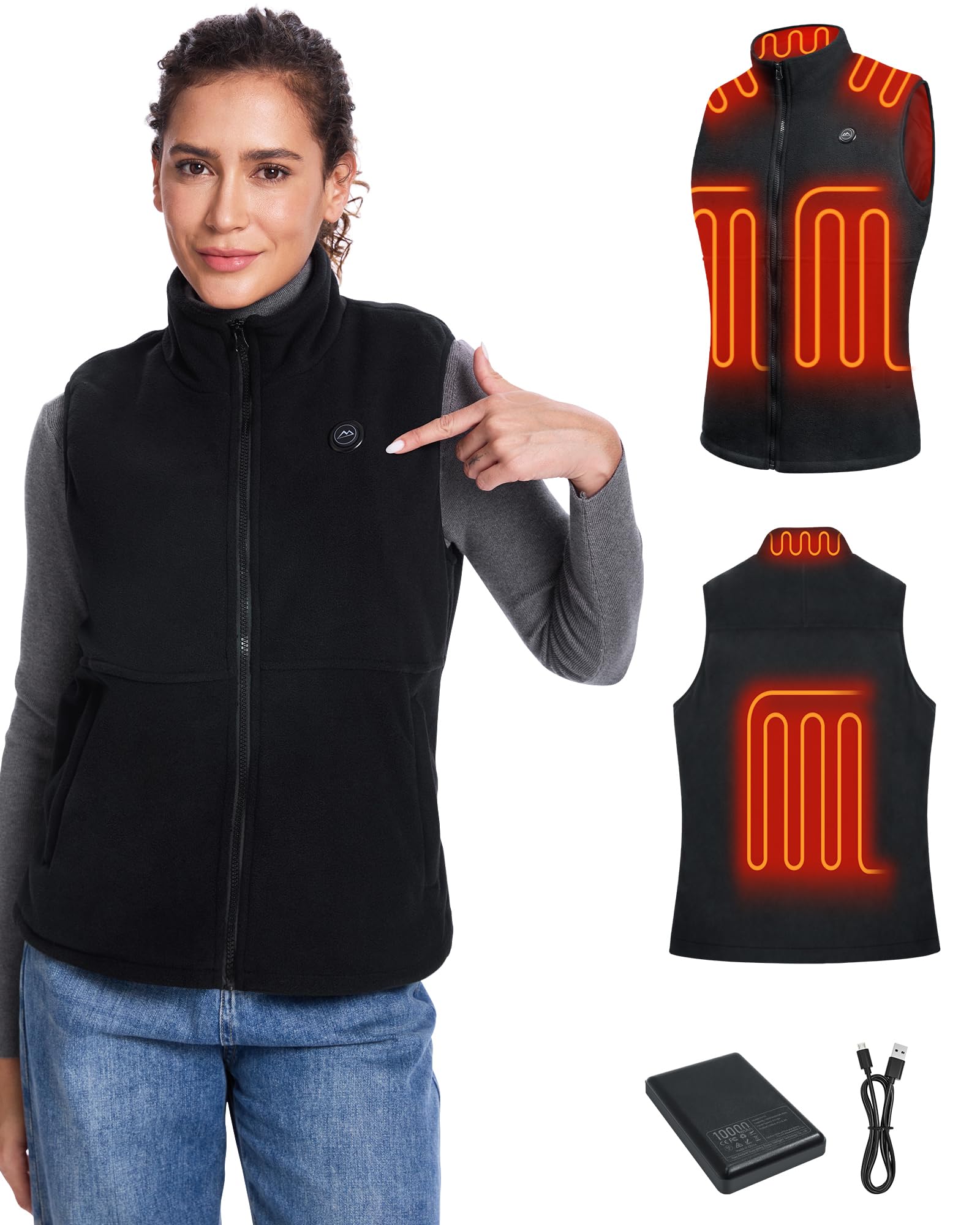 Loowoko women's fleece heated vest with pack included delivers cozy warmth for outdoor activities.