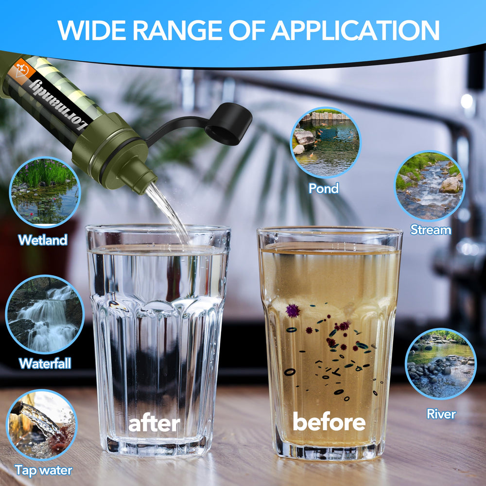 Lormandy water filter straw triple filtration for multi-stage purification