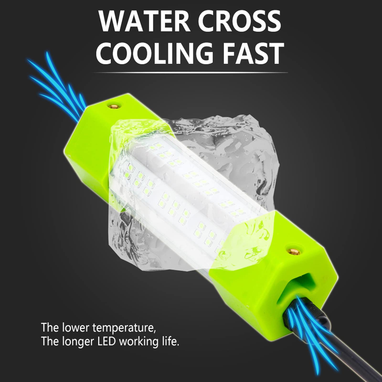 LOSTCAT 108 LEDs deliver 6912 lumens for bright underwater glow.