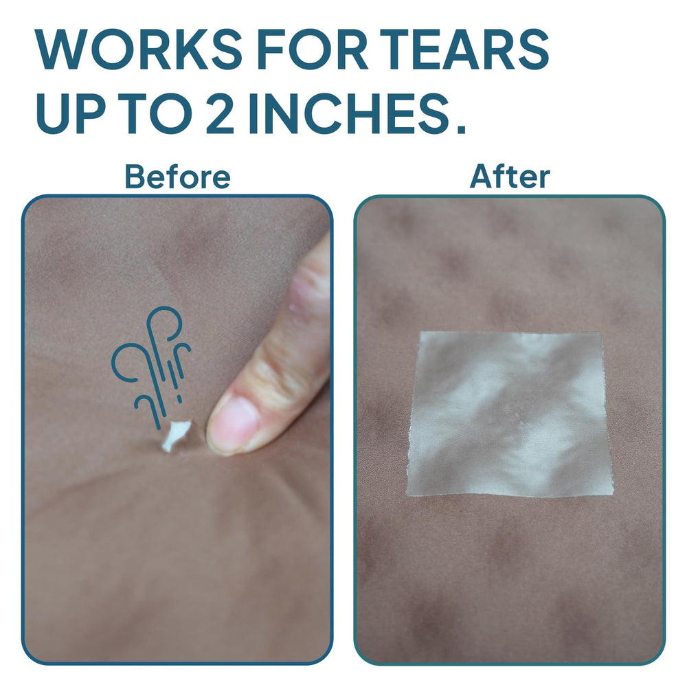 LOSTHORIZON patch application scene showing easy repair on a punctured mattress