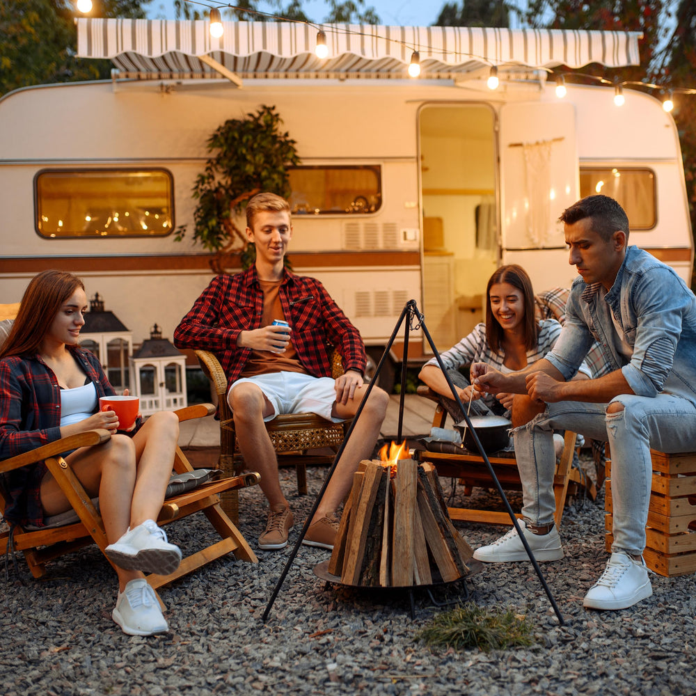 Lot45 Campfire Tripod included carrying bag for easy transport.
