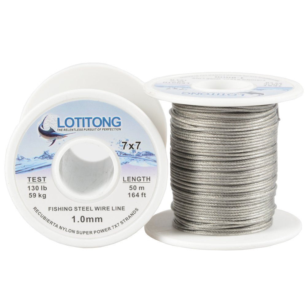 LOTITONG 50M steel fishing wire spool, high-strength leader for demanding jigging.