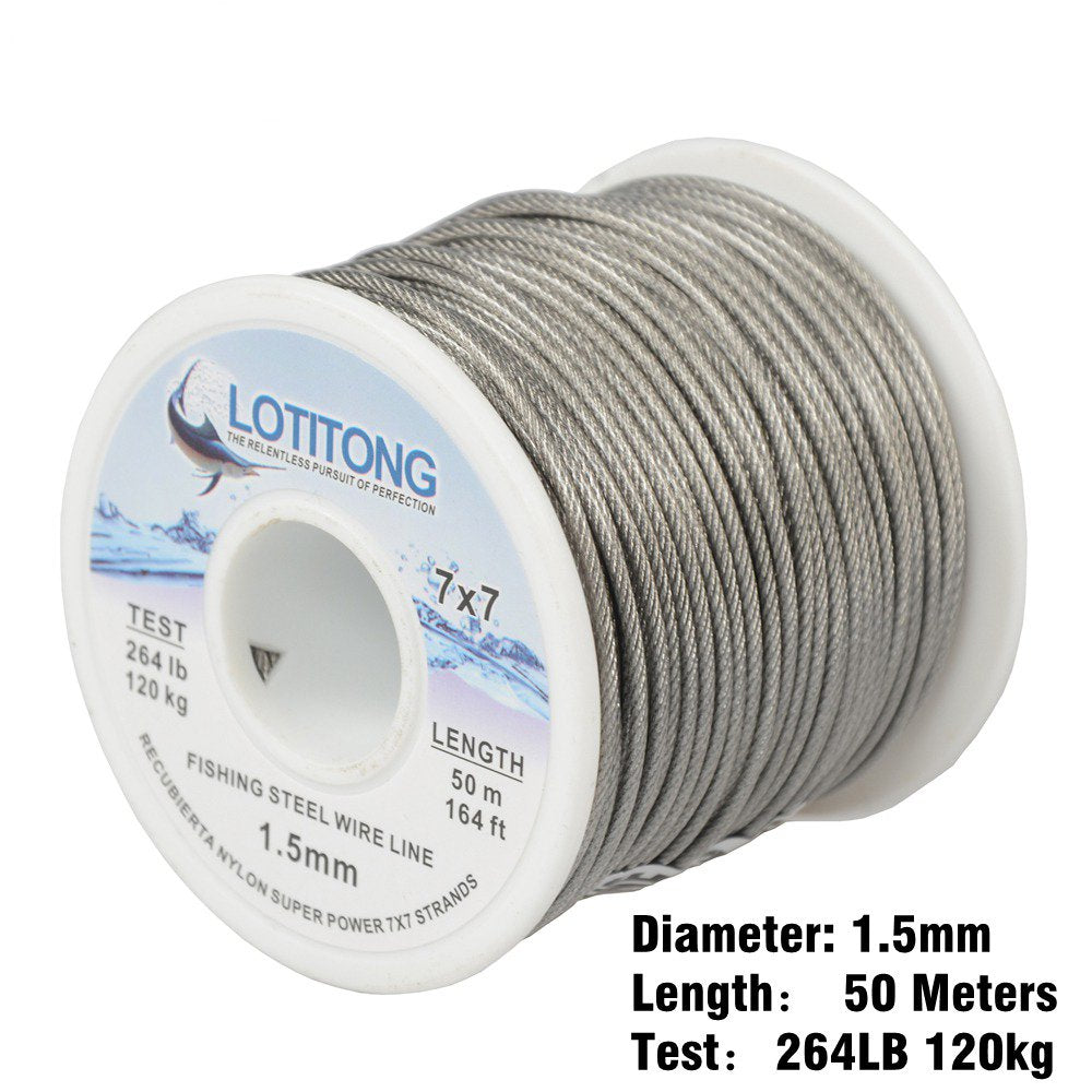 LOTITONG 7x7 49-strand wire closeup highlighting coating and resilience