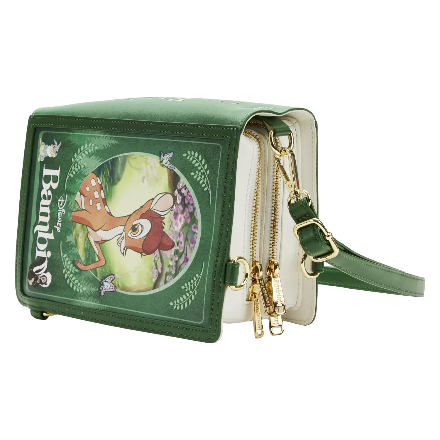 Loungefly Bambi bag interior shows coordinating lining and secure magnet closures for everyday use