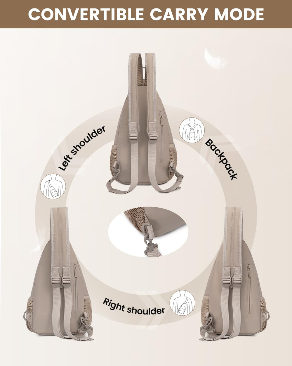 LOVEVOOK sling bag back pocket close-up highlights secure storage during commutes